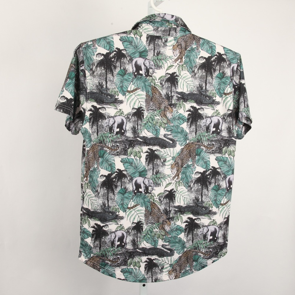 BYLT Men's L Printed Polo Shirt Jungle Safari Elephant Leopard Crocodile - Picture 3 of 11